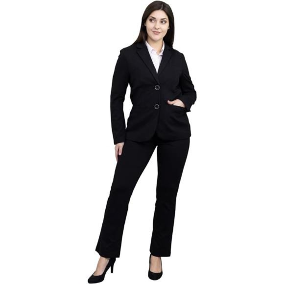 Women's 2 Buttons Business Blazer Pant Suit Set for Work